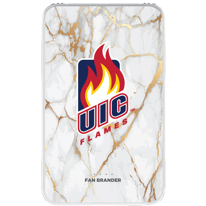 Fan Brander 10,000 mAh Portable Power Bank with Illinois @ Chicago Flames Whate Marble Design