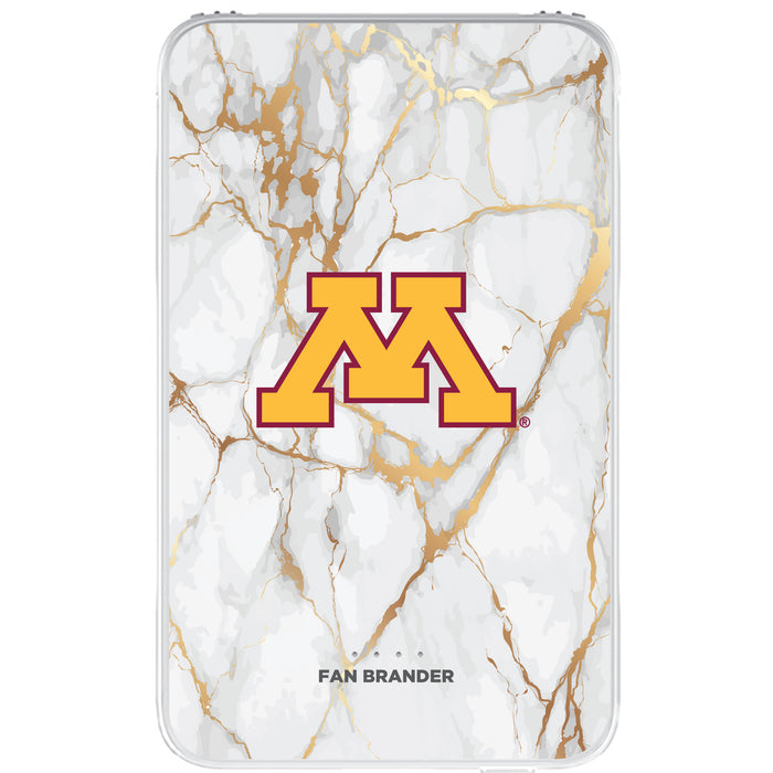 Fan Brander 10,000 mAh Portable Power Bank with Minnesota Golden Gophers Whate Marble Design