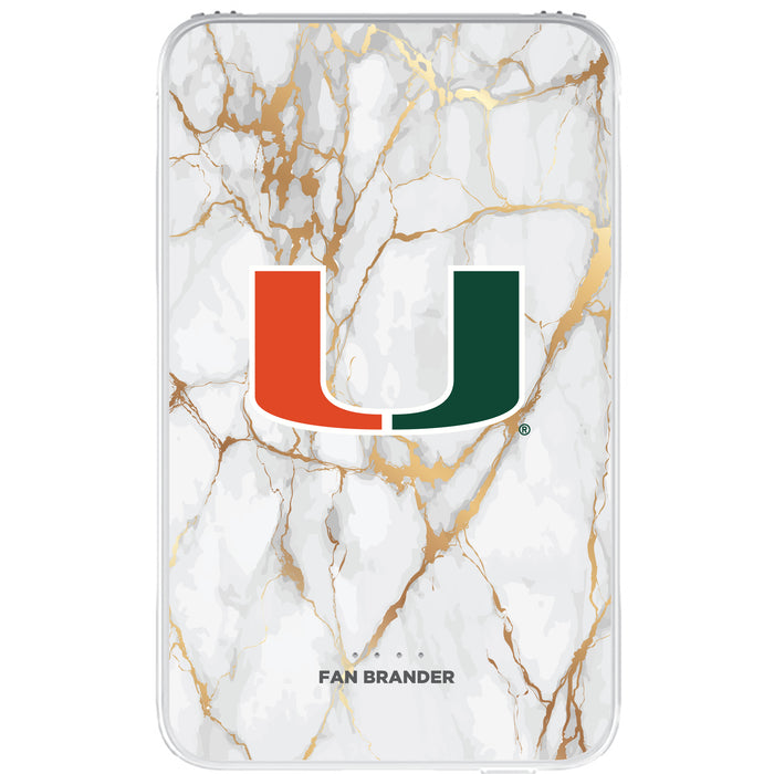 Fan Brander 10,000 mAh Portable Power Bank with Miami Hurricanes Whate Marble Design