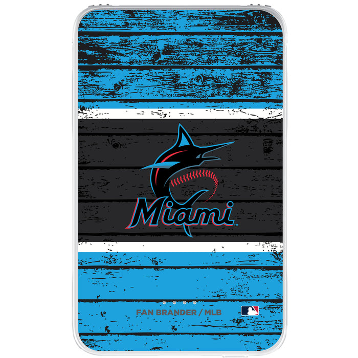 Fan Brander 10,000 mAh Portable Power Bank with Miami Marlins Primary Logo on Wood Design