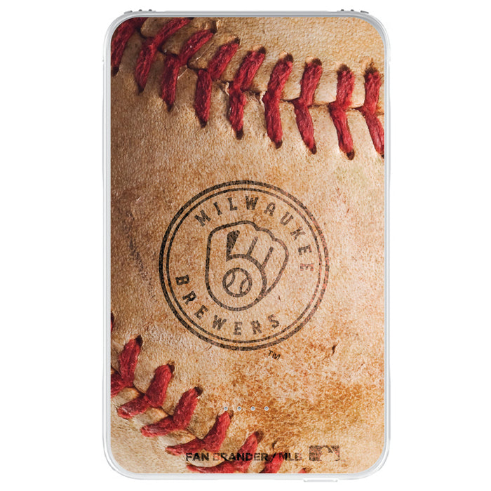 Fan Brander 10,000 mAh Portable Power Bank with Milwaukee Brewers Primary Logo with Baseball Design