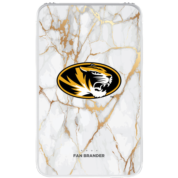 Fan Brander 10,000 mAh Portable Power Bank with Missouri Tigers Whate Marble Design