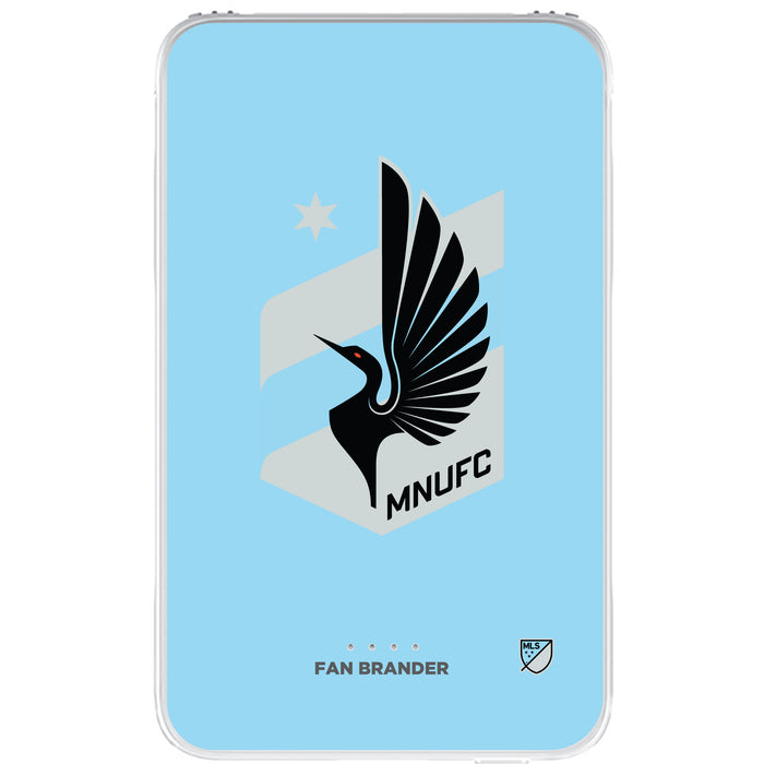 Fan Brander 10,000 mAh Portable Power Bank with Minnesota United FC Primary Logo on Team Background