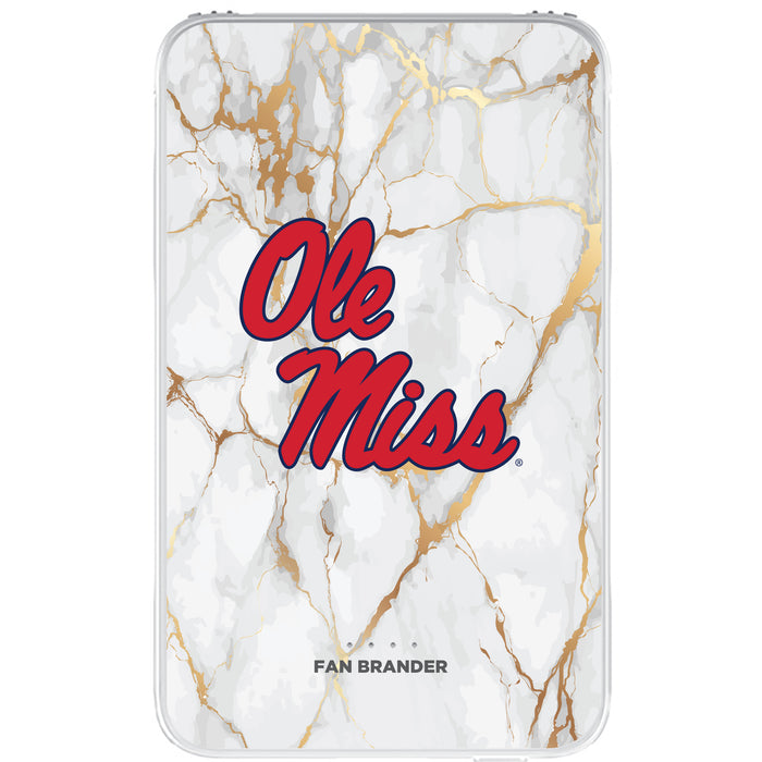 Fan Brander 10,000 mAh Portable Power Bank with Mississippi Ole Miss Whate Marble Design