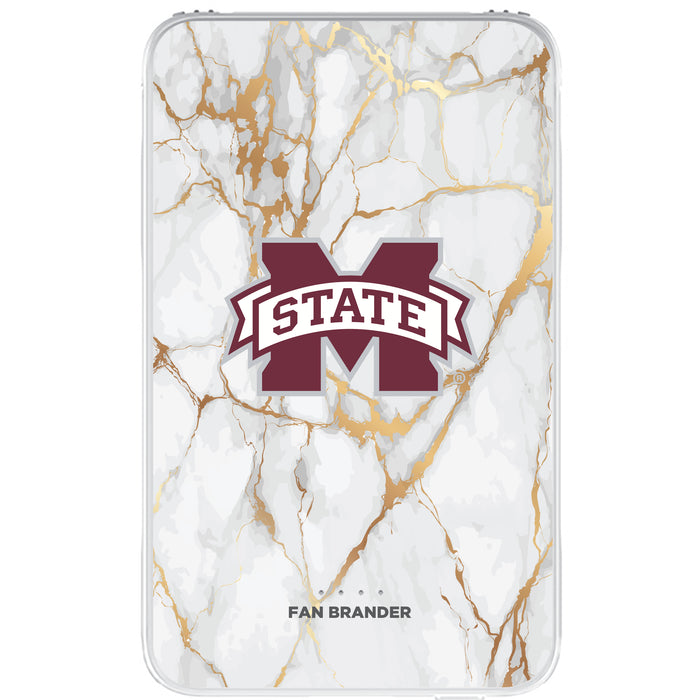 Fan Brander 10,000 mAh Portable Power Bank with Mississippi State Bulldogs Whate Marble Design