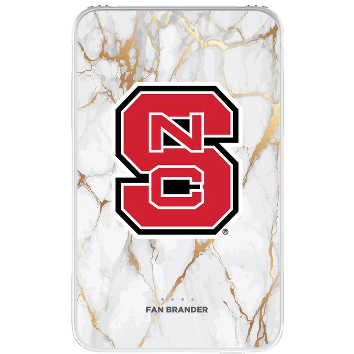 Fan Brander 10,000 mAh Portable Power Bank with NC State Wolfpack Whate Marble Design