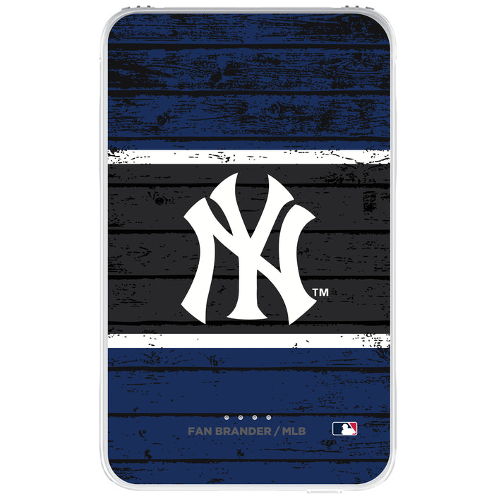 Fan Brander 10,000 mAh Portable Power Bank with New York Yankees Primary Logo on Wood Design