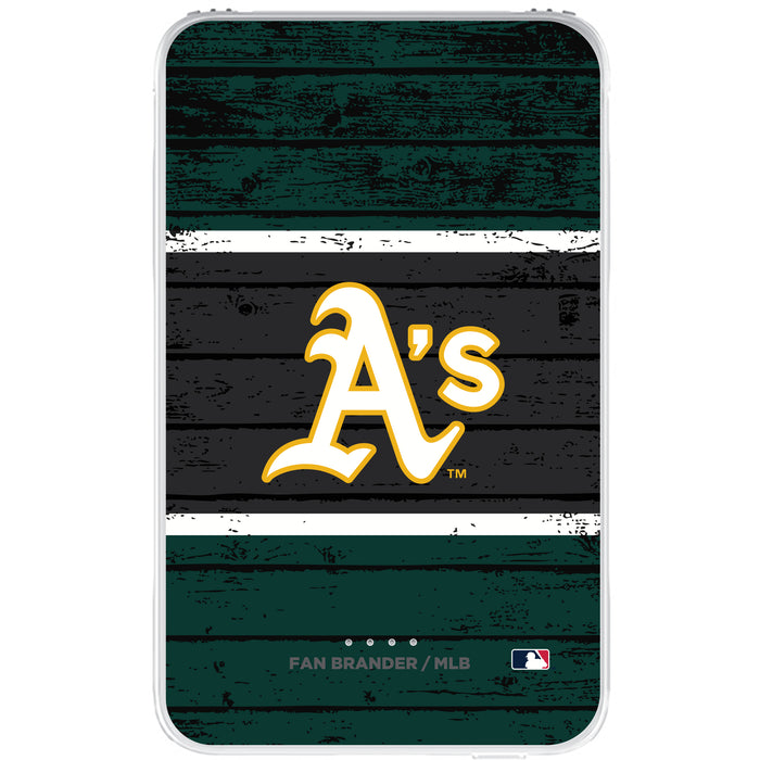 Fan Brander 10,000 mAh Portable Power Bank with Oakland Athletics Primary Logo on Wood Design