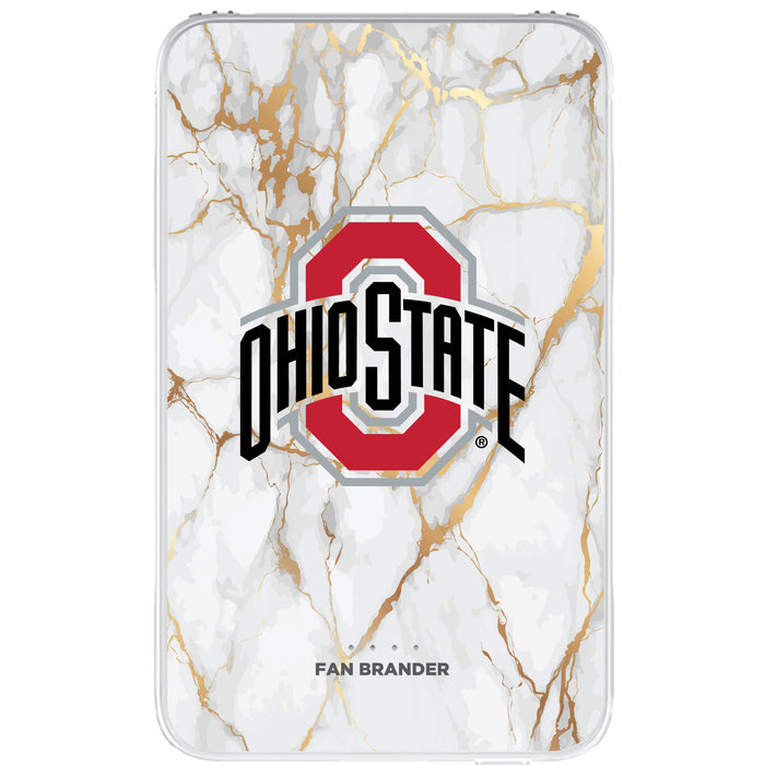 Fan Brander 10,000 mAh Portable Power Bank with Ohio State Buckeyes Whate Marble Design