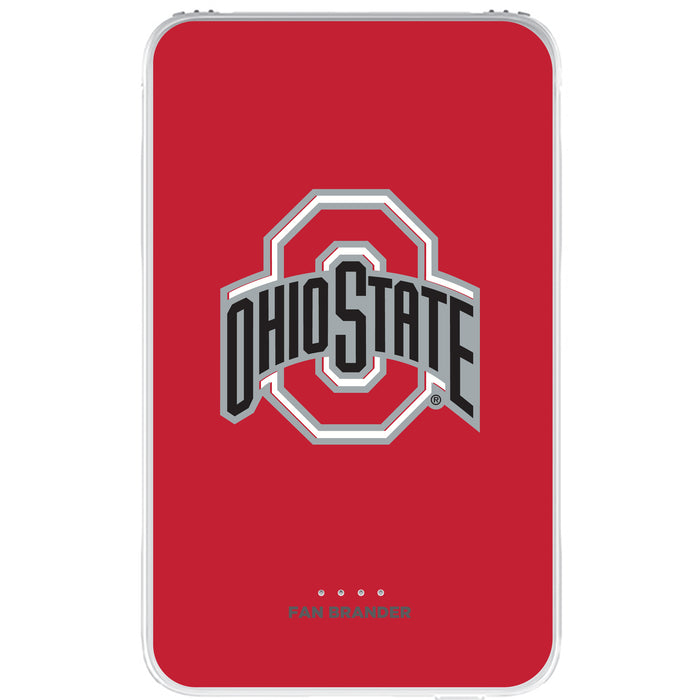 Fan Brander 10,000 mAh Portable Power Bank with Ohio State Buckeyes Primary Logo on Team Background