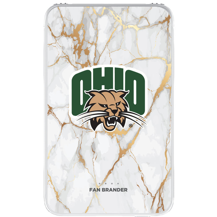 Fan Brander 10,000 mAh Portable Power Bank with Ohio University Bobcats Whate Marble Design