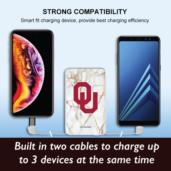 Fan Brander 10,000 mAh Portable Power Bank with Oklahoma Sooners Whate Marble Design
