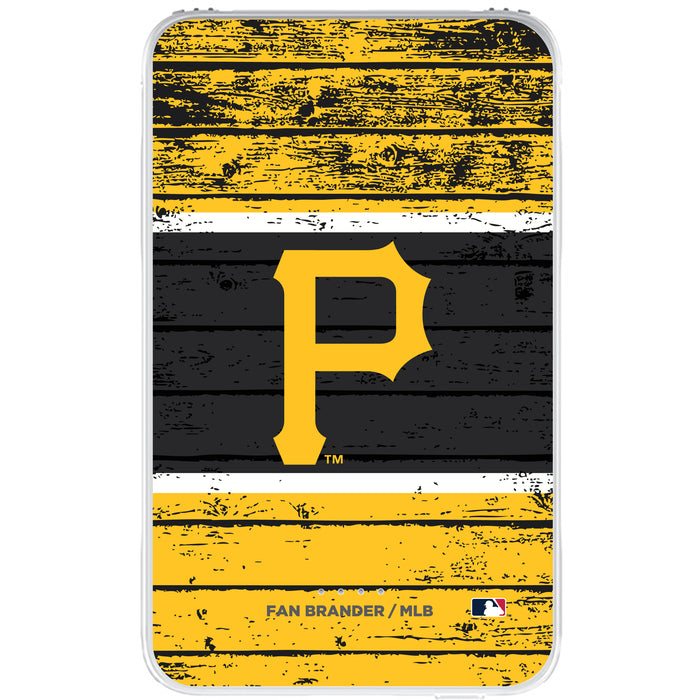 Fan Brander 10,000 mAh Portable Power Bank with Pittsburgh Pirates Primary Logo on Wood Design