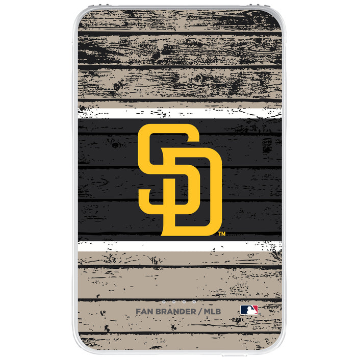 Fan Brander 10,000 mAh Portable Power Bank with San Diego Padres Primary Logo on Wood Design