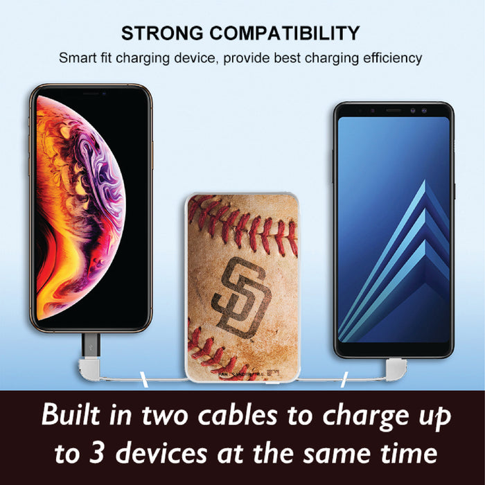 Fan Brander 10,000 mAh Portable Power Bank with San Diego Padres Primary Logo with Baseball Design