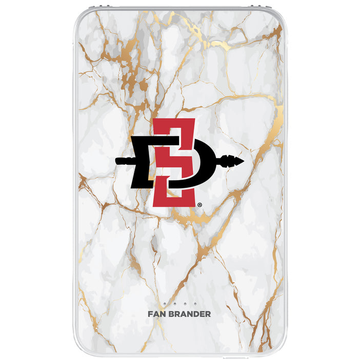Fan Brander 10,000 mAh Portable Power Bank with San Diego State Aztecs Whate Marble Design
