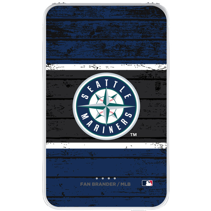 Fan Brander 10,000 mAh Portable Power Bank with Seattle Mariners Primary Logo on Wood Design
