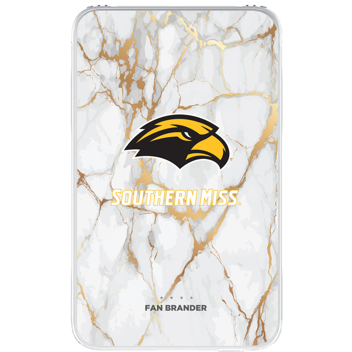 Fan Brander 10,000 mAh Portable Power Bank with Southern Mississippi Golden Eagles Whate Marble Design
