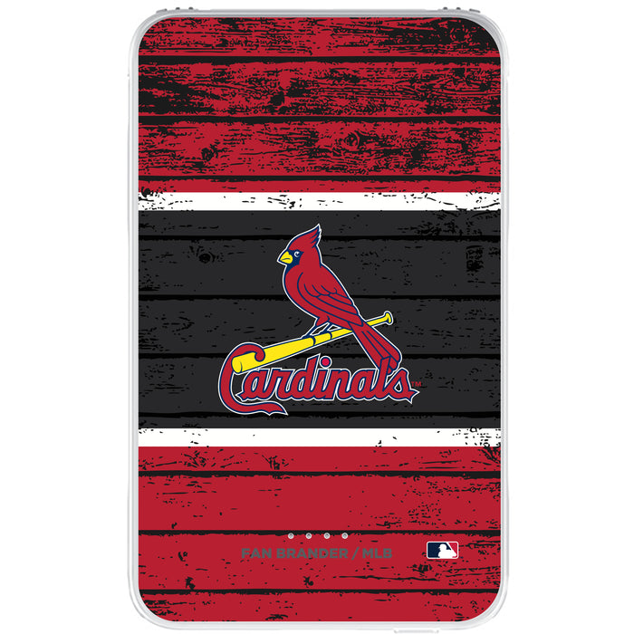 Fan Brander 10,000 mAh Portable Power Bank with St. Louis Cardinals Primary Logo on Wood Design