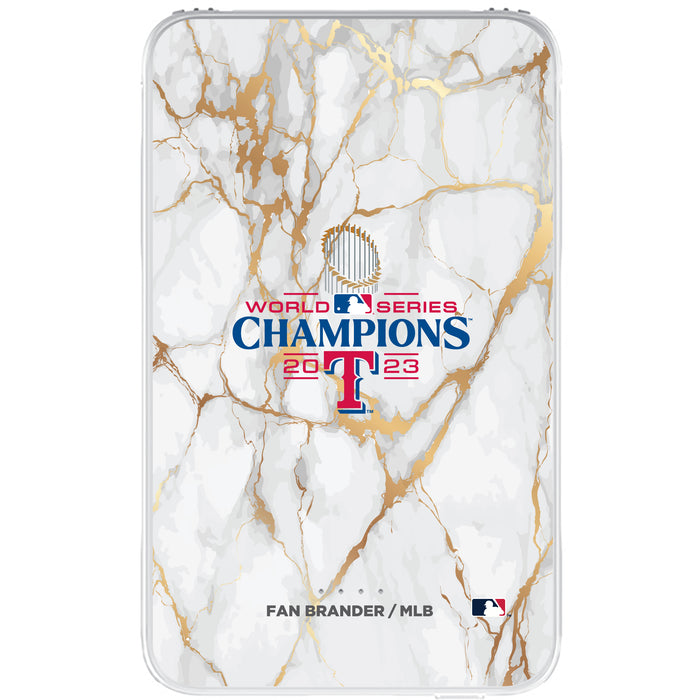 Fan Brander 10,000 mAh Portable Power Bank with Texas Rangers 2023 MLB Champs on White Marble