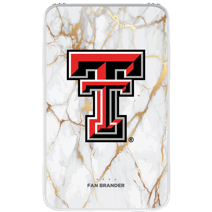 Fan Brander 10,000 mAh Portable Power Bank with Texas Tech Red Raiders Whate Marble Design