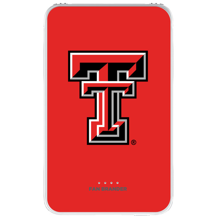 Fan Brander 10,000 mAh Portable Power Bank with Texas Tech Red Raiders Primary Logo on Team Background