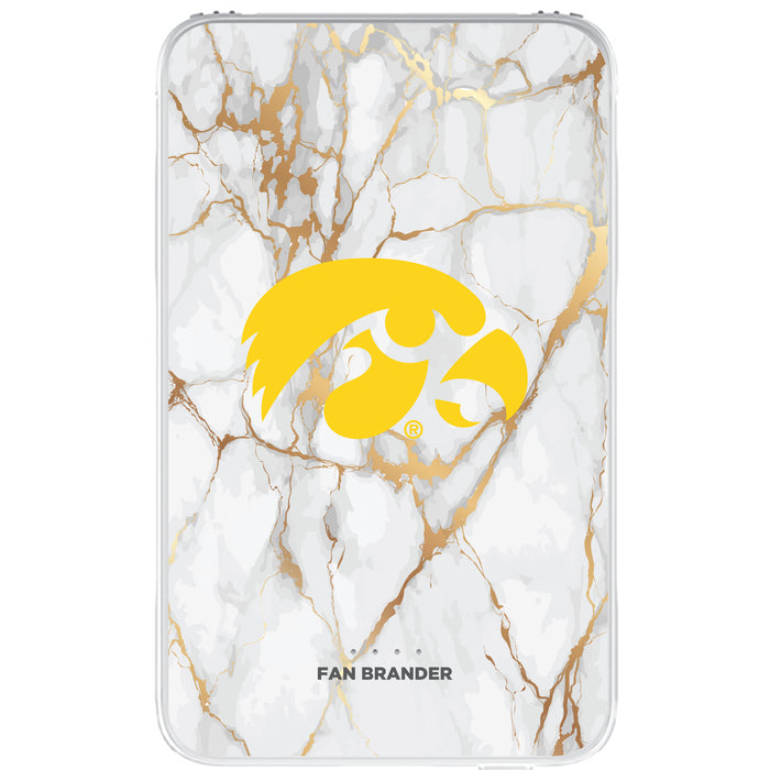Fan Brander 10,000 mAh Portable Power Bank with Iowa Hawkeyes Whate Marble Design