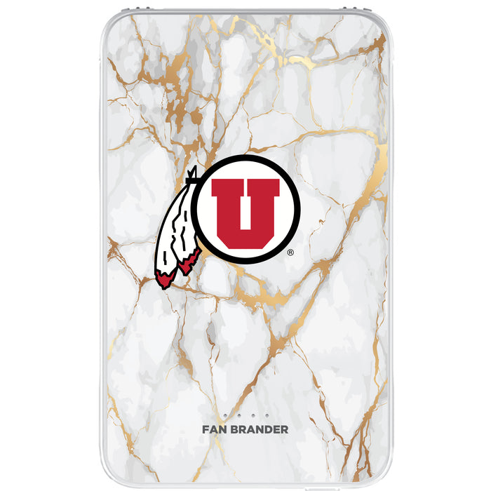 Fan Brander 10,000 mAh Portable Power Bank with Utah Utes Whate Marble Design