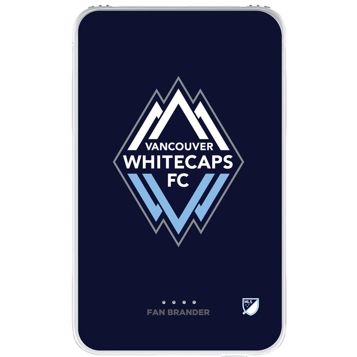 Fan Brander 10,000 mAh Portable Power Bank with Vancouver Whitecaps FC Primary Logo on Team Background
