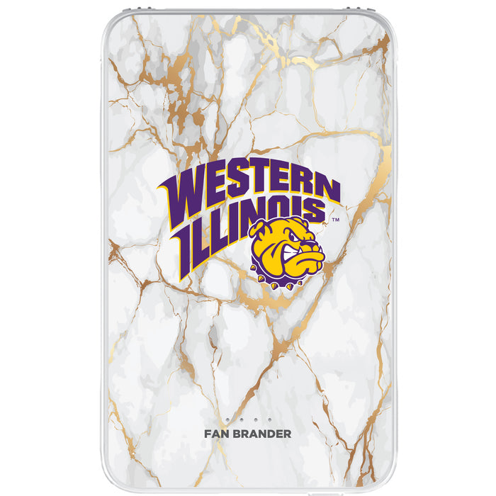 Fan Brander 10,000 mAh Portable Power Bank with Western Illinois University Leathernecks Whate Marble Design