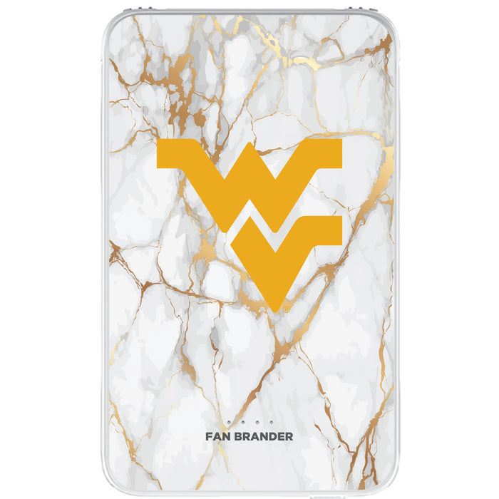 Fan Brander 10,000 mAh Portable Power Bank with West Virginia Mountaineers Whate Marble Design