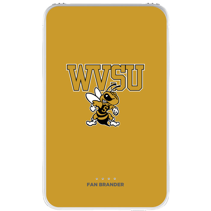 Fan Brander 10,000 mAh Portable Power Bank with West Virginia State Univ Yellow Jackets Primary Logo on Team Background