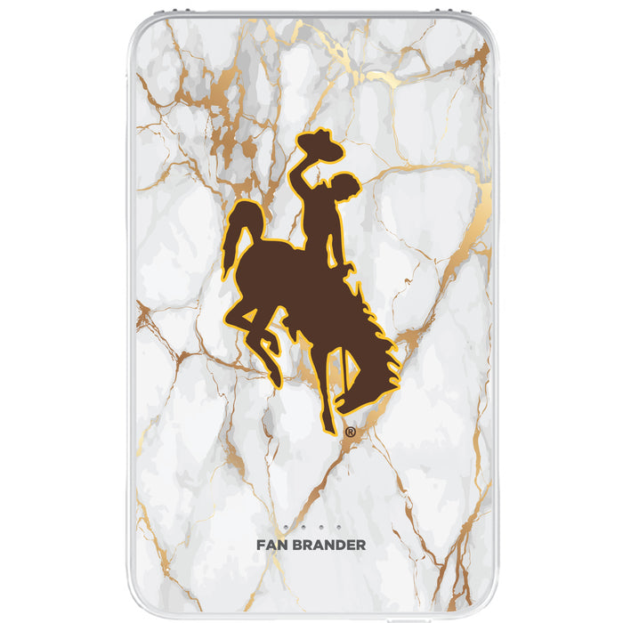 Fan Brander 10,000 mAh Portable Power Bank with Wyoming Cowboys Whate Marble Design