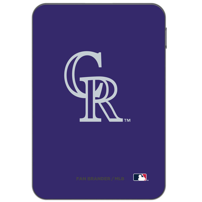 Otterbox Power Bank with Colorado Rockies Primary Logo on Team Color Background