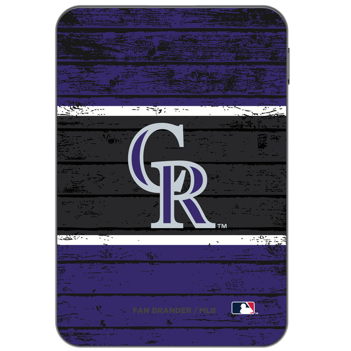 Otterbox Power Bank with Colorado Rockies Wood Background