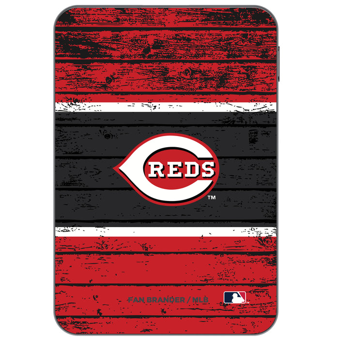 Otterbox Power Bank with Cincinnati Reds Wood Background