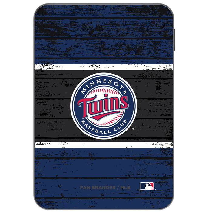 Otterbox Power Bank with Minnesota Twins Wood Background