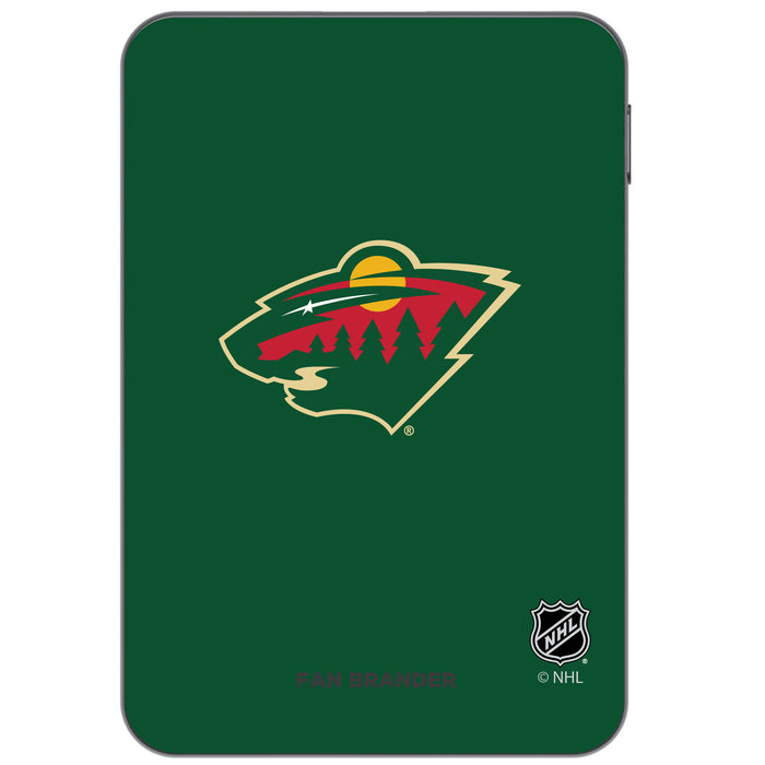 Otterbox Power Bank with Minnesota Wild Primary Logo on team color background