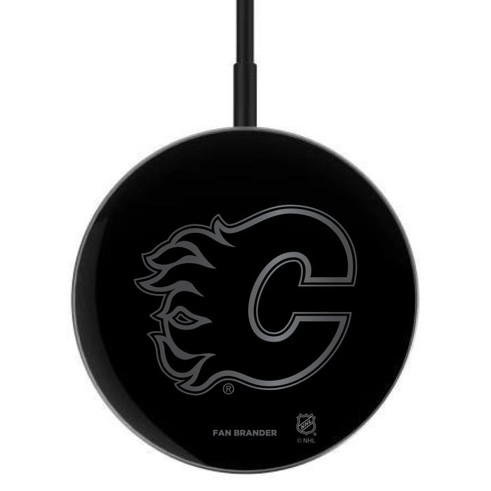 MagSafe Compatible Wireless Charger with  Calgary Flames laser etched Primary Logo