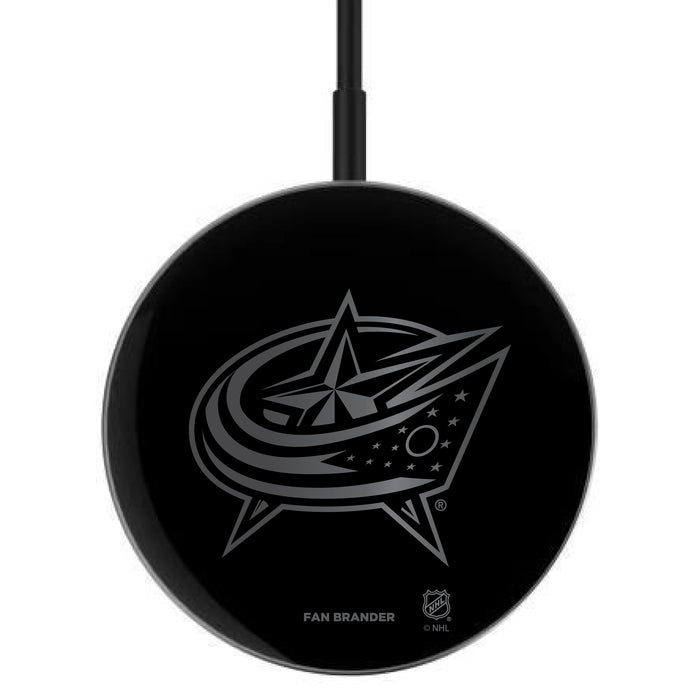 MagSafe Compatible Wireless Charger with  Columbus Blue Jackets laser etched Primary Logo