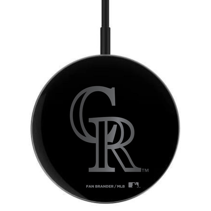 MagSafe Compatible Wireless Charger with Colorado Rockies laser etched Primary Logo
