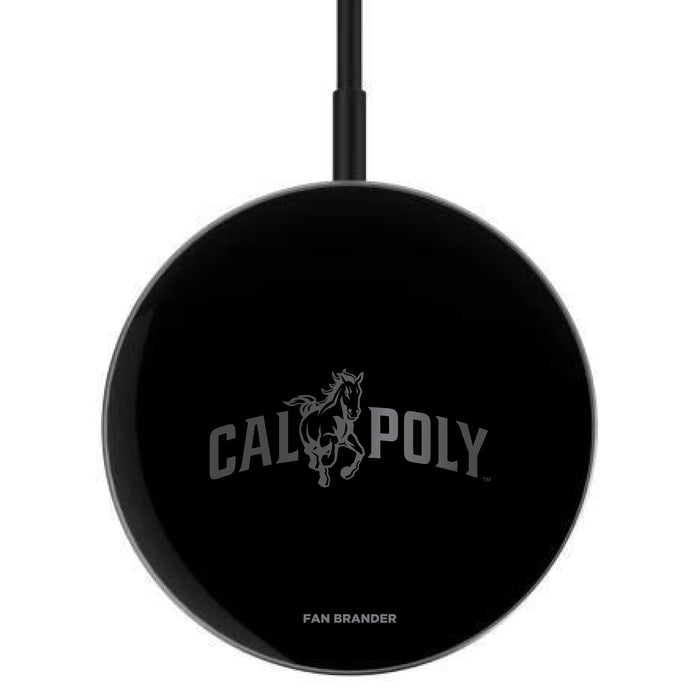 MagSafe Compatible Wireless Charger with Cal Poly Mustangs laser etched Primary Logo