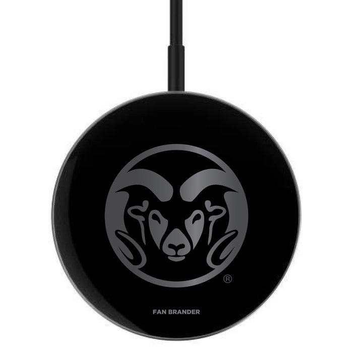 MagSafe Compatible Wireless Charger with Colorado State Rams laser etched Primary Logo