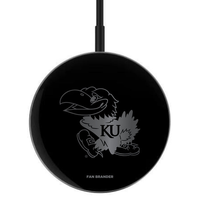 MagSafe Compatible Wireless Charger with Kansas Jayhawks laser etched Primary Logo