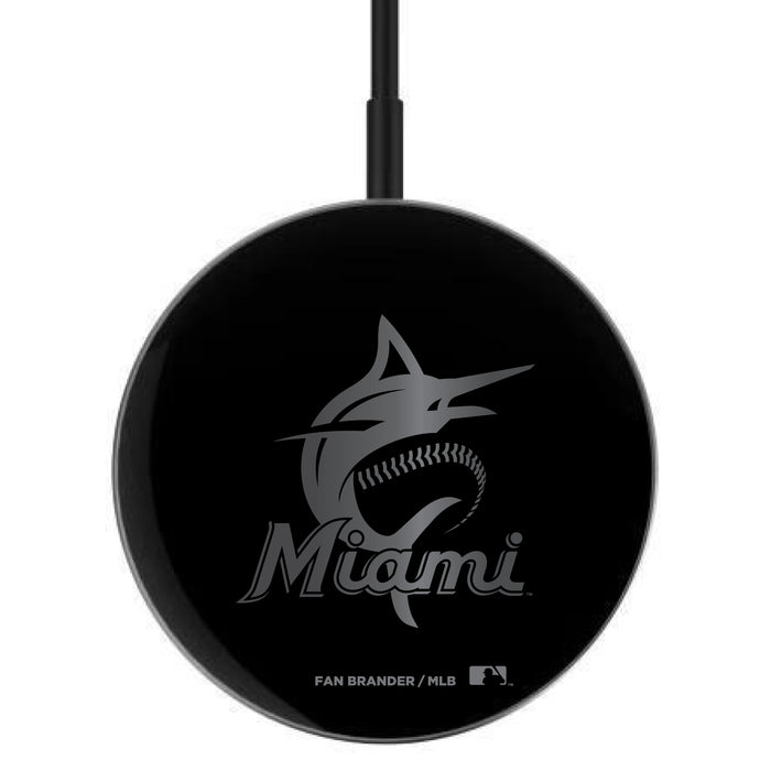 MagSafe Compatible Wireless Charger with Miami Marlins laser etched Primary Logo