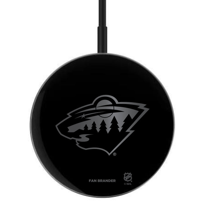 MagSafe Compatible Wireless Charger with  Minnesota Wild laser etched Primary Logo