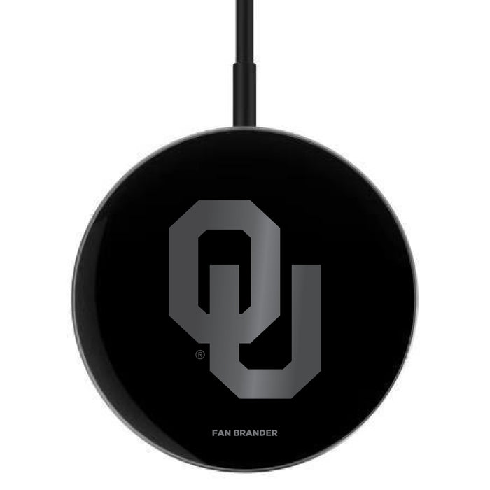 MagSafe Compatible Wireless Charger with Oklahoma Sooners laser etched Primary Logo