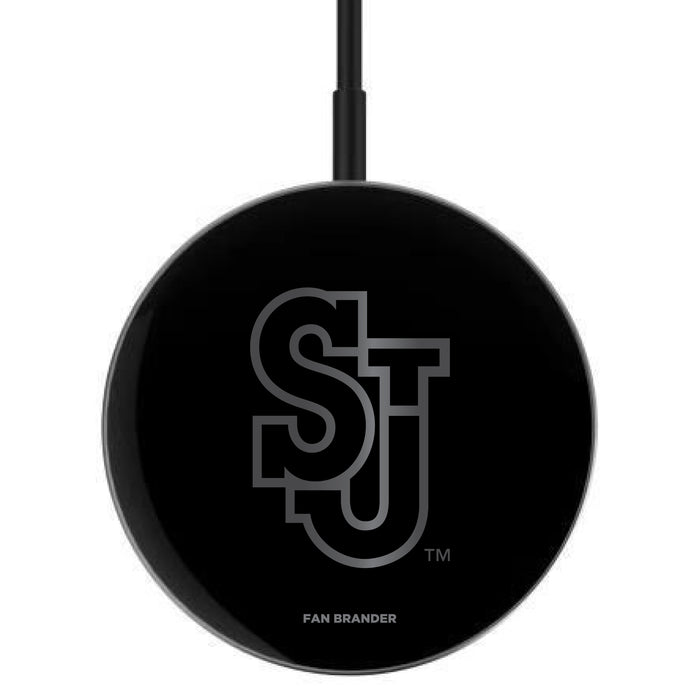 MagSafe Compatible Wireless Charger with St. John's Red Storm laser etched Primary Logo