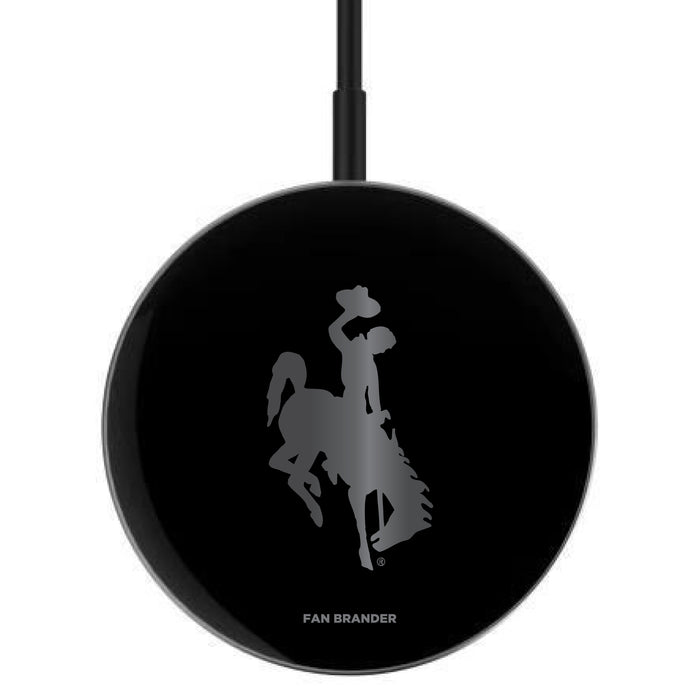 MagSafe Compatible Wireless Charger with Wyoming Cowboys laser etched Primary Logo