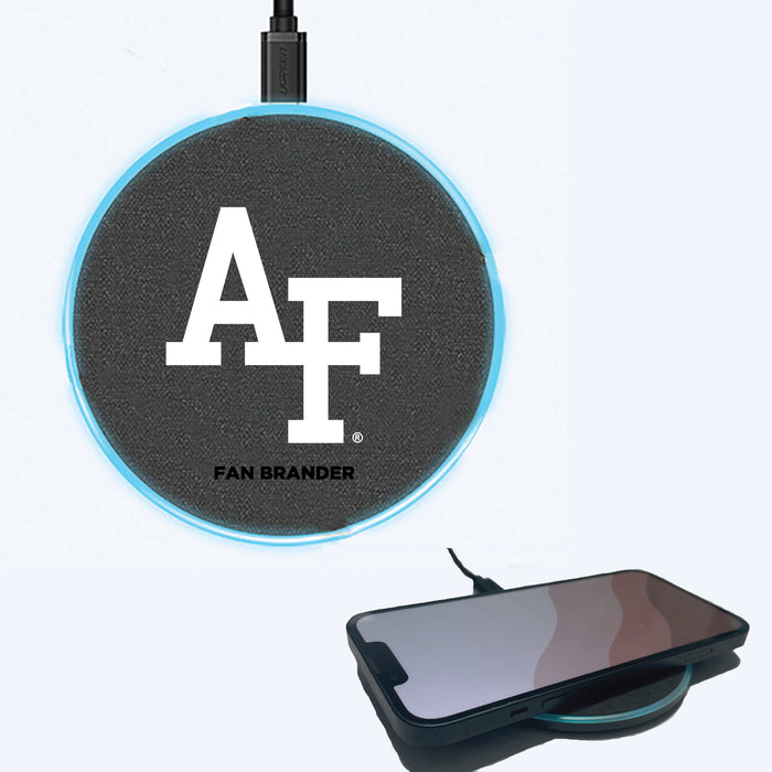 Fan Brander Grey 15W Wireless Charger with Airforce Falcons Primary Logo